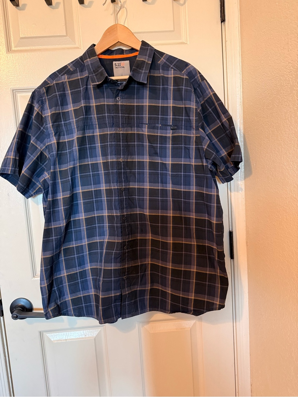 5.11 Tactical Short-Sleeve Navy and Gray Plaid Button-Up Shirt